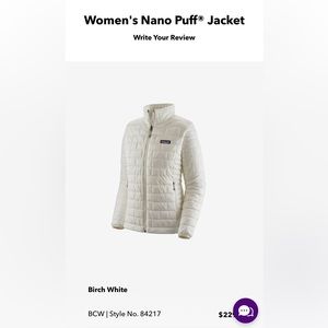 Patagonia women’s white nano puff jacket